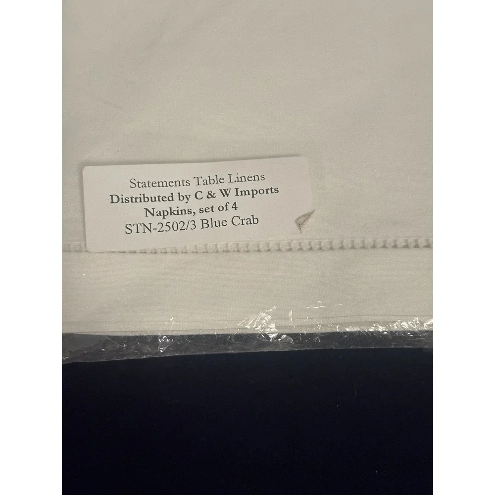 C & W imports Blue Crab Embroidered Cloth Napkins-set Of 4-Discontiued Coastal
